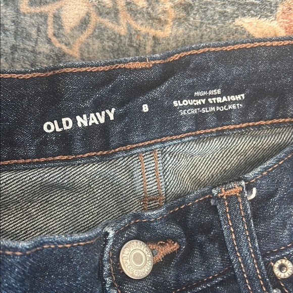 Old Navy 8 Women's High-Rise Dark Blue Slouchy aaaaaaa Straight Leg Jeans - Picture 2 of 8